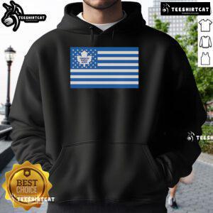 Official Toronto Maple Leafs hoodie featuring an American flag design, perfect for fans and stylish sportswear.