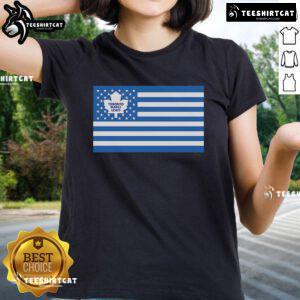 Official Toronto Maple Leafs American Flag Ladies Tee featuring vibrant team colors and patriotic design.