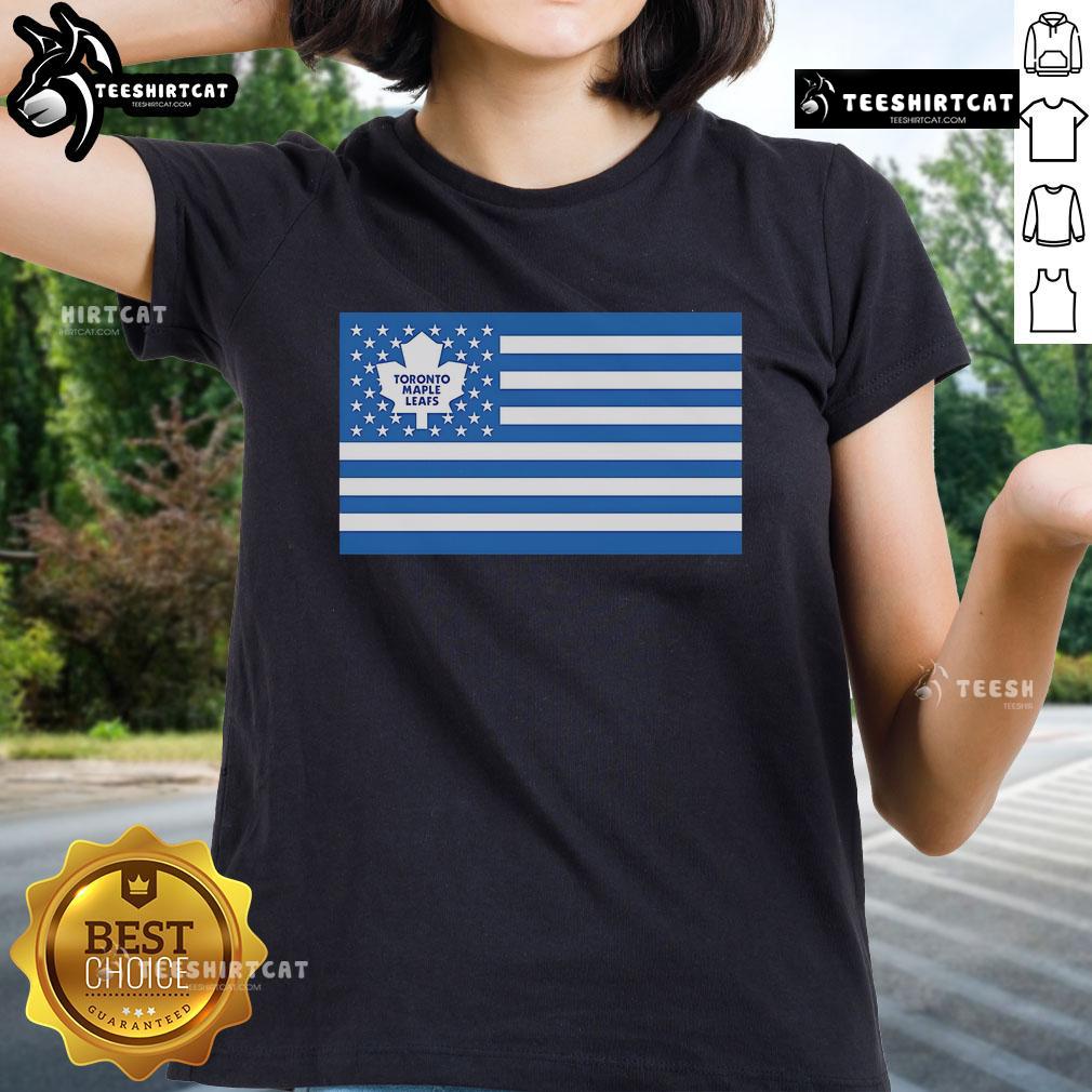 Official Toronto Maple Leafs American Flag Ladies Tee featuring vibrant team colors and patriotic design.