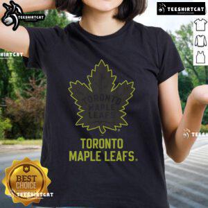 Official Toronto Maple Leafs highlight reel ladies tee featuring team colors and logo, perfect for fans and stylish wear.
