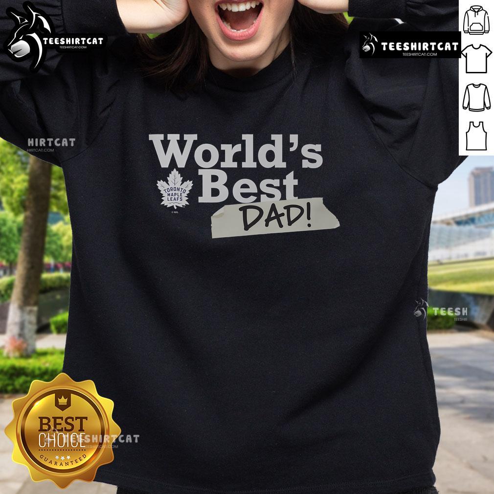 Official Toronto Maple Leafs World's Best Dad sweatshirt in blue, perfect gift for hockey-loving fathers.
