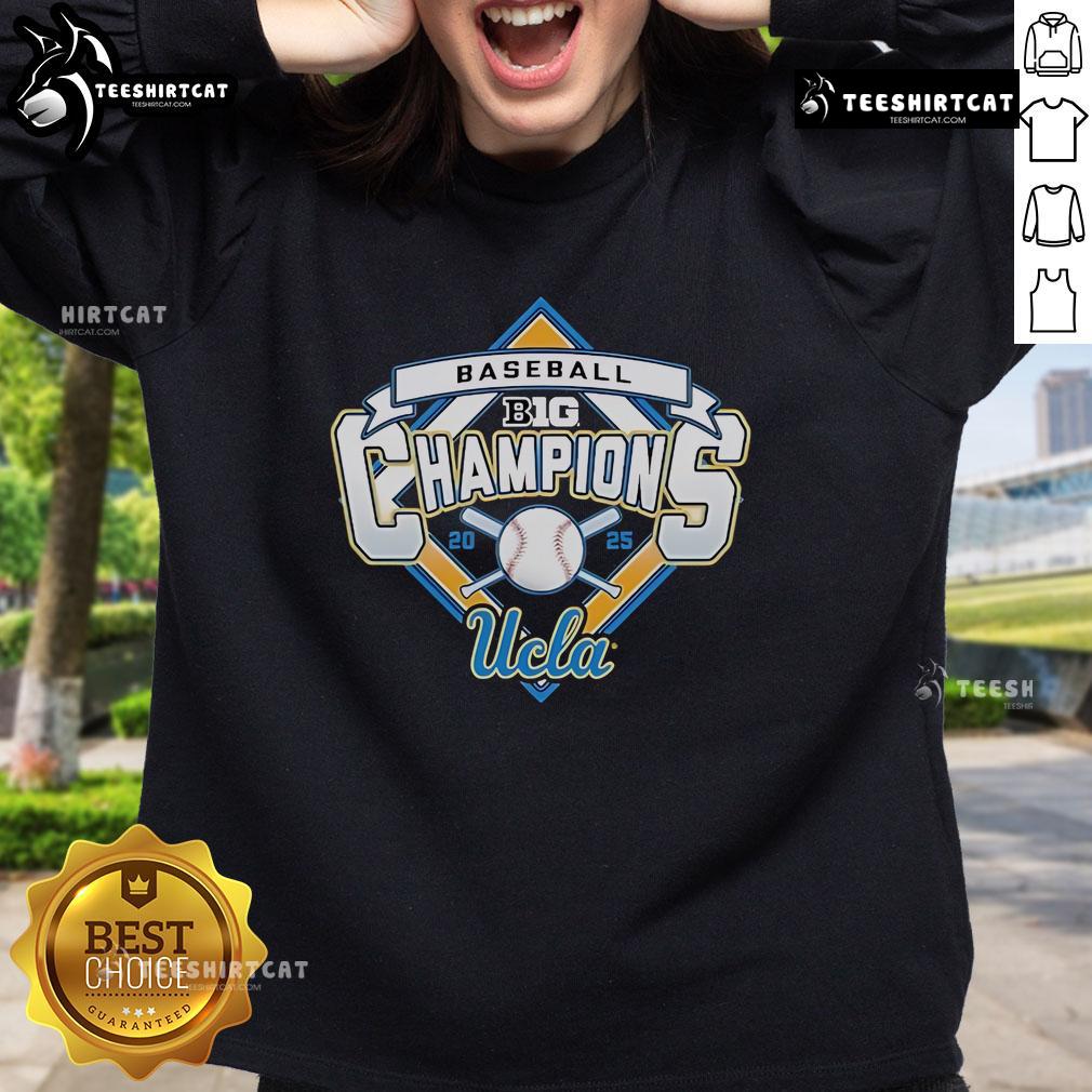 UCLA Bruins 2025 Big Ten Baseball Champions sweatshirt by Blue 84, featuring team colors and logo design.