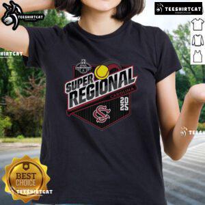Official University of South Carolina Softball 2025 Super Regionals Ladies Tee featuring team colors and logo.