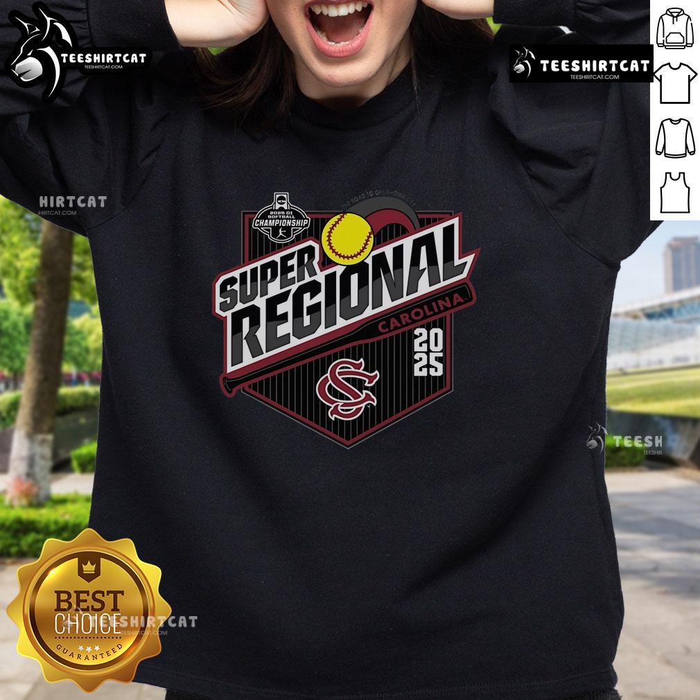 Alt Text: Official University of South Carolina Softball 2025 Super Regionals Sweatshirt featuring team colors and logo.
