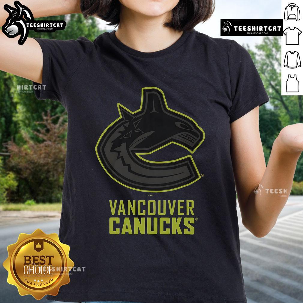 Official Vancouver Canucks Highlight Reel Ladies Tee featuring vibrant team colors and logo for female fans.