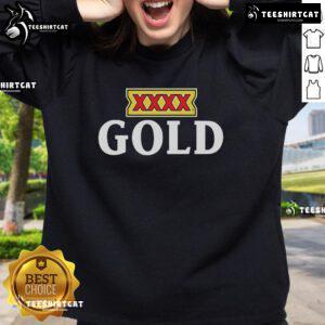 Official XXXX Gold Beer logo sweatshirt featuring a stylish design, perfect for beer enthusiasts and casual wear.
