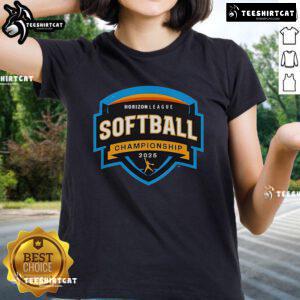 Alt Text: Original Horizon League 2025 Softball Championship Ladies Tee featuring vibrant design and team colors.