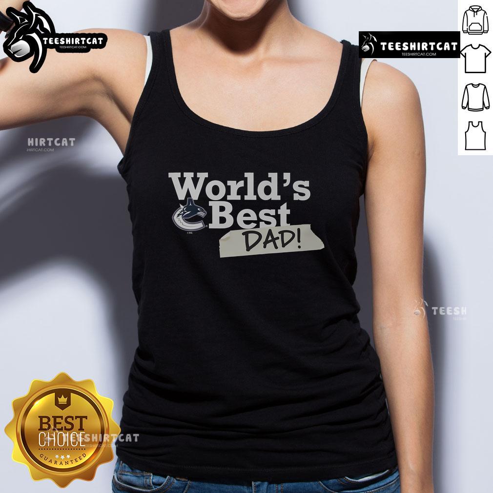 Original Vancouver Canucks World's Best Dad tank top with team logo, perfect for showing dad's hockey spirit.