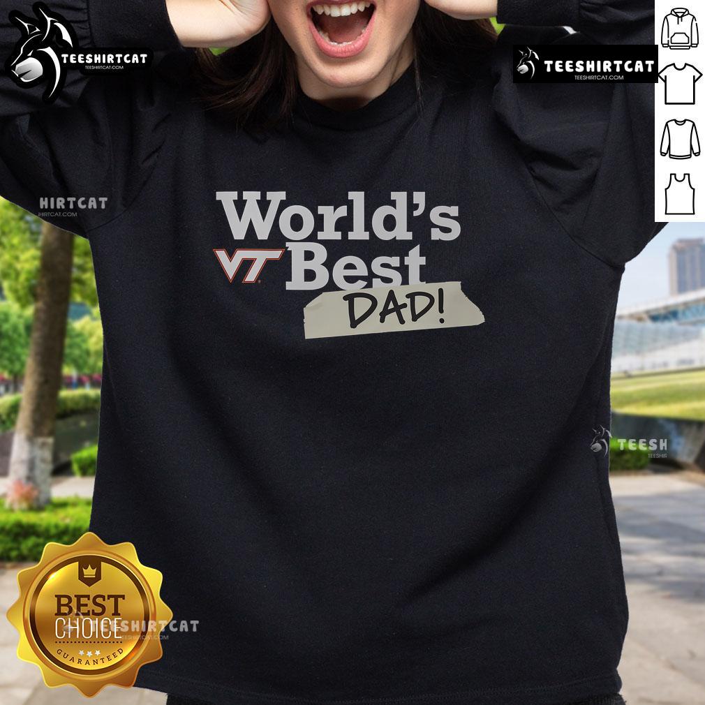 Original Virginia Tech Hokies World's Best Dad sweatshirt in maroon, perfect gift for proud Hokies fathers.