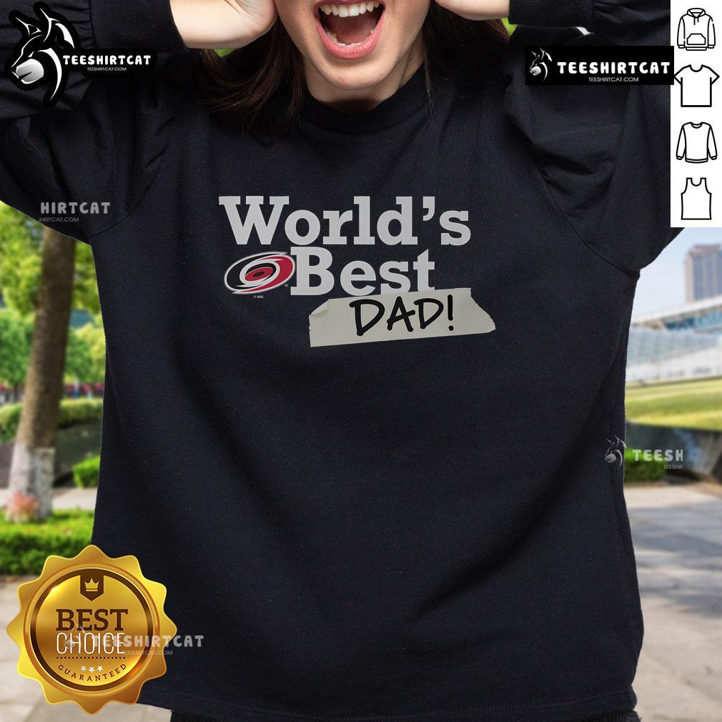 Alt Text: Premium Carolina Hurricanes World's Best Dad Sweatshirt featuring team logo and cozy design for hockey fans.