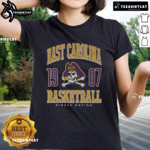 Alt Text: Premium East Carolina Pirates Basketball ladies tee featuring team colors and logo, perfect for game day or casual wear.