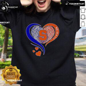 Alt Text: Premium Fingerprint Heart Syracuse Orange Sweatshirt showcasing unique DNA-inspired design for fans.