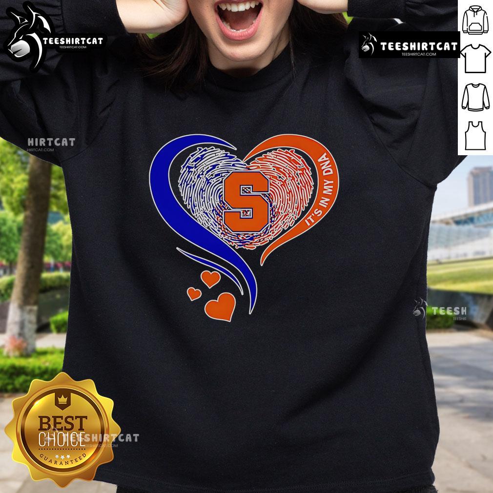 Alt Text: Premium Fingerprint Heart Syracuse Orange Sweatshirt showcasing unique DNA-inspired design for fans.