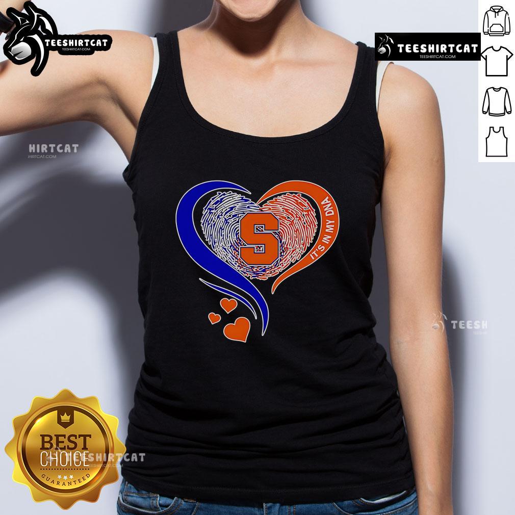 Premium Fingerprint Heart Syracuse Orange Tank Top showcasing vibrant team colors and unique DNA-inspired design.