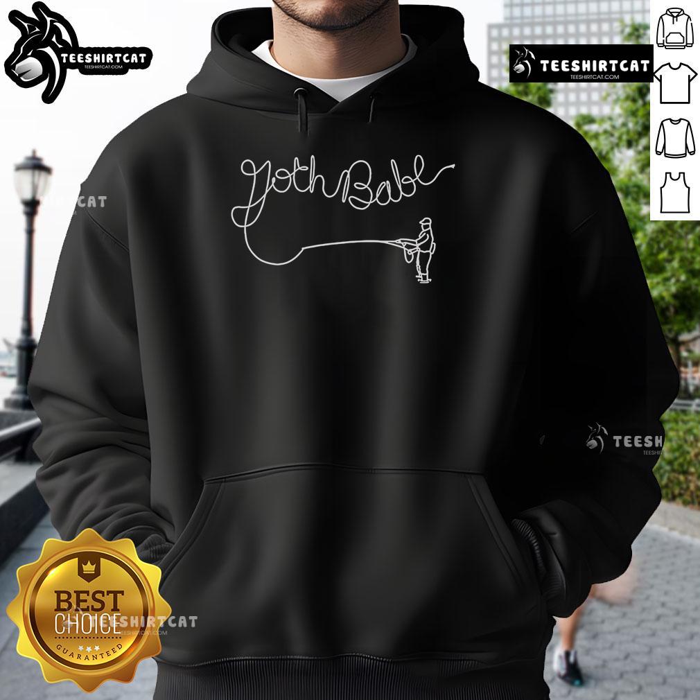 Premium Goth Babe Fly Fishing Hoodie featuring a unique design for stylish outdoor enthusiasts and fishing lovers.