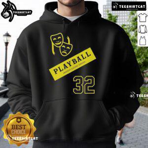 Alt Text: Premium New York Knicks Playball hoodie in navy, showcased at Madison Square Garden, size 32 for fans.