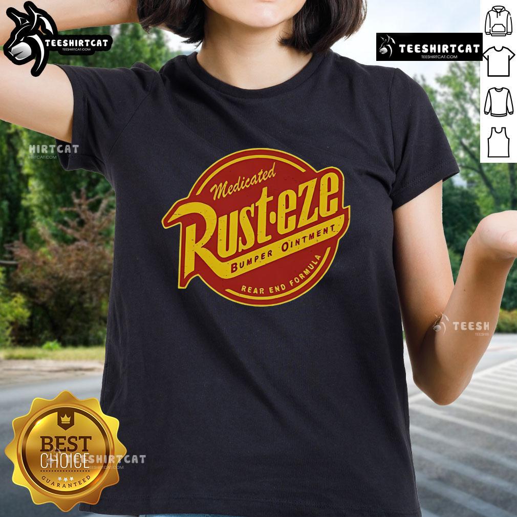 Premium Medicated Rust Eze Bumper Ointment Ladies Tee featuring a stylish design for comfort and everyday wear.