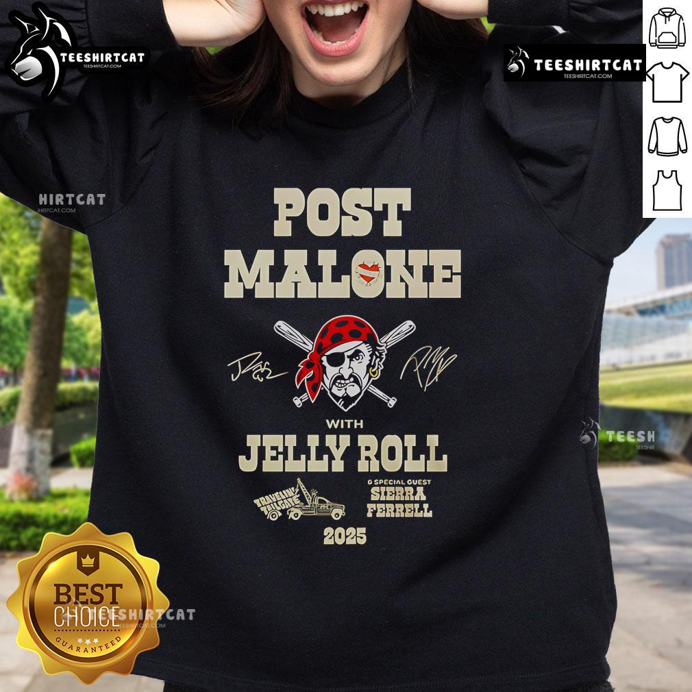 Premium Post Malone Jelly Roll Big Ass Stadium Tour X Pittsburgh Pirates sweatshirt featuring vibrant graphics and cozy design.