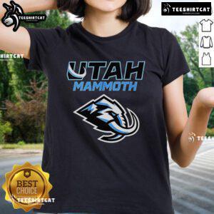 Premium Utah Mammoth logo on a stylish 2025 ladies tee, perfect for fans and casual wear.