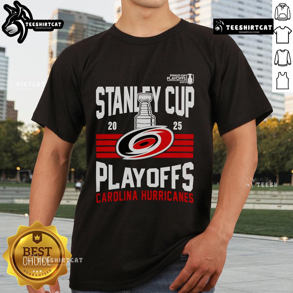 Top Carolina Hurricanes Merch: 2025 Stanley Cup Playoff T-Shirt showcasing team pride and playoff spirit.