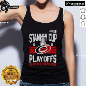 Top Carolina Hurricanes merch: 2025 Stanley Cup Playoff tank top featuring team logo and vibrant colors.