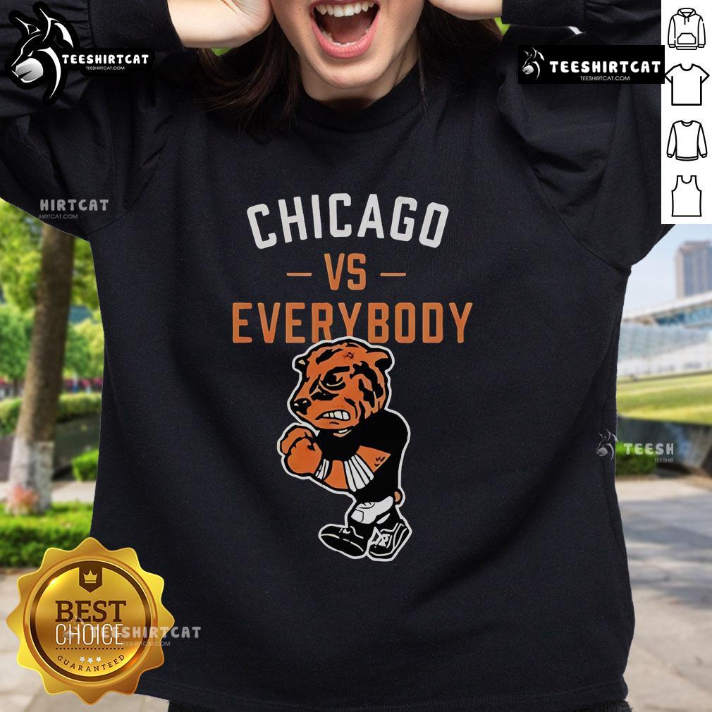 Alt Text: Top Chicago Vs Everybody mascot sweatshirt featuring vibrant graphics and a stylish design for urban fashion enthusiasts.