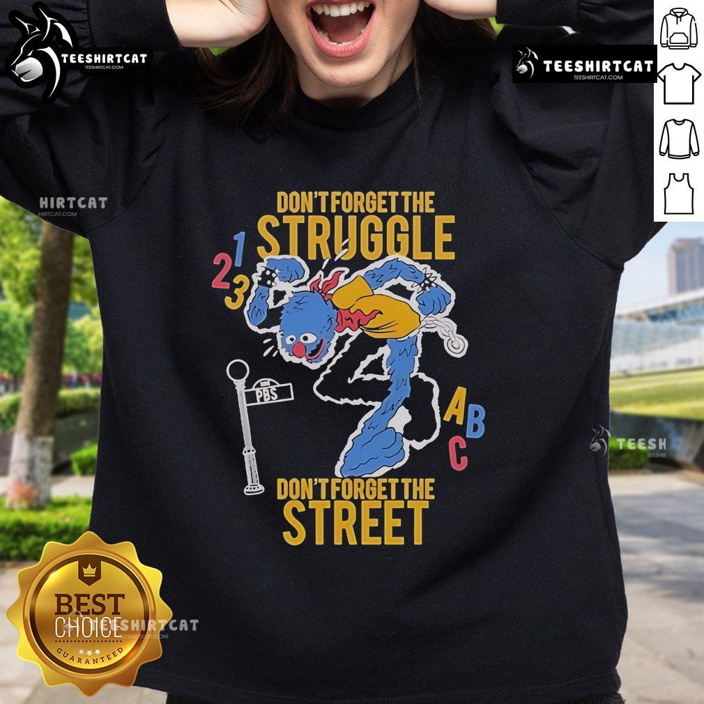 Top Don't Forget The Struggle Don't Forget The Street ABC Sweatshirt in black with bold graphic design.