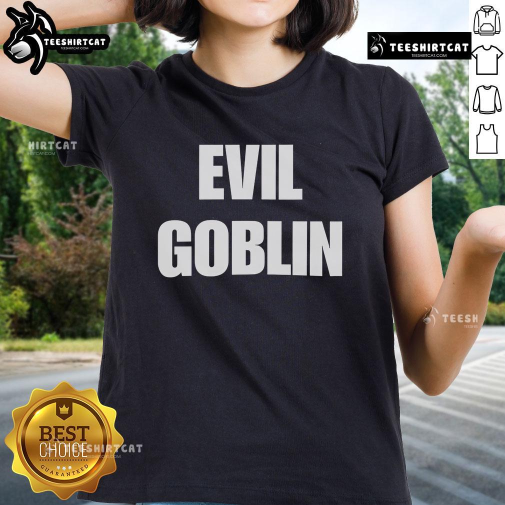 Stylish Top Evil Goblin Ladies Tee featuring a vibrant goblin graphic, perfect for fantasy and cosplay enthusiasts.