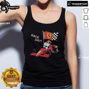 Top Ferrari Snoopy F1 Race Day tank top featuring a fun design perfect for racing fans and Snoopy lovers.