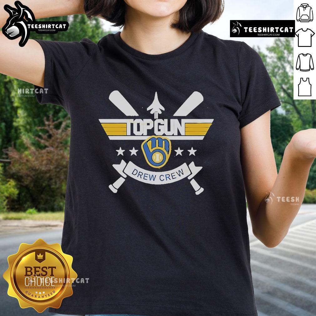 Top Gun Milwaukee Brewers Drew Crew 2025 Ladies Tee featuring a stylish design perfect for baseball fans.