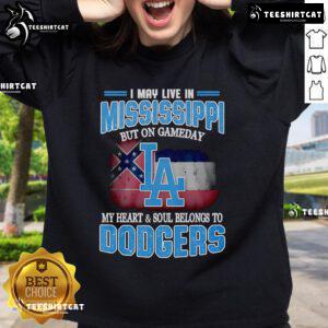 Cozy Dodgers sweatshirt showcasing team spirit for fans in Mississippi on game day, perfect for cheering on the Dodgers.