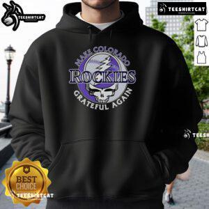 Cozy Top Make Colorado Rockies Grateful Again Hoodie in navy, perfect for fans supporting their team in style.