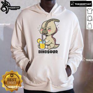 Alt Text: Cute Parasaurolophus in a funny lemon hoodie, perfect for dino lovers and unique fashion enthusiasts.
