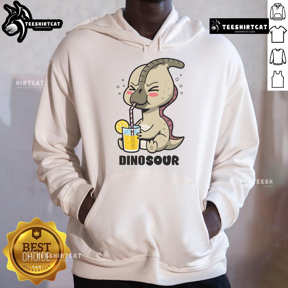 Alt Text: Cute Parasaurolophus in a funny lemon hoodie, perfect for dino lovers and unique fashion enthusiasts.