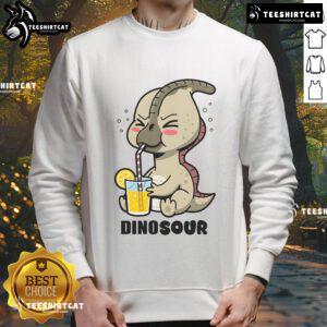 Cute Parasaurolophus dinosaur sweatshirt featuring a funny lemon design, perfect for dino lovers and casual wear.