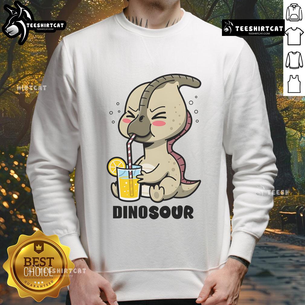 Cute Parasaurolophus dinosaur sweatshirt featuring a funny lemon design, perfect for dino lovers and casual wear.