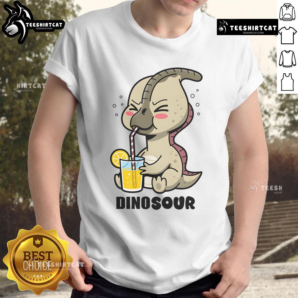 Funny dinosaur cute Parasaurolophus lemon T-shirt design featuring a playful dino graphic on a vibrant background.