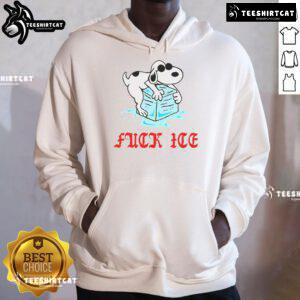 Funny Snoopy Fck ICE ivory hoodie featuring a playful design and cozy fit, perfect for casual outings and fans of Peanuts.