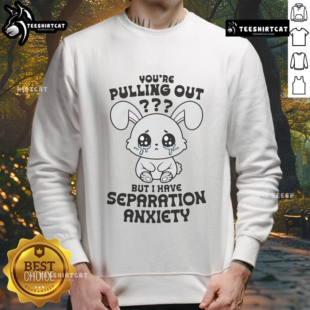 Alt Text: Funny You're Pulling Out But I Have Separation Anxiety cute sweatshirt design featuring playful text and cozy style.