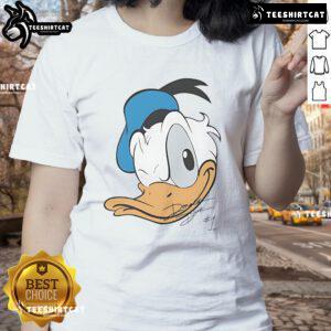 Alt Text: Cute Good Donald Duck Disney big face ladies tee featuring vibrant design and comfortable fit for casual wear.
