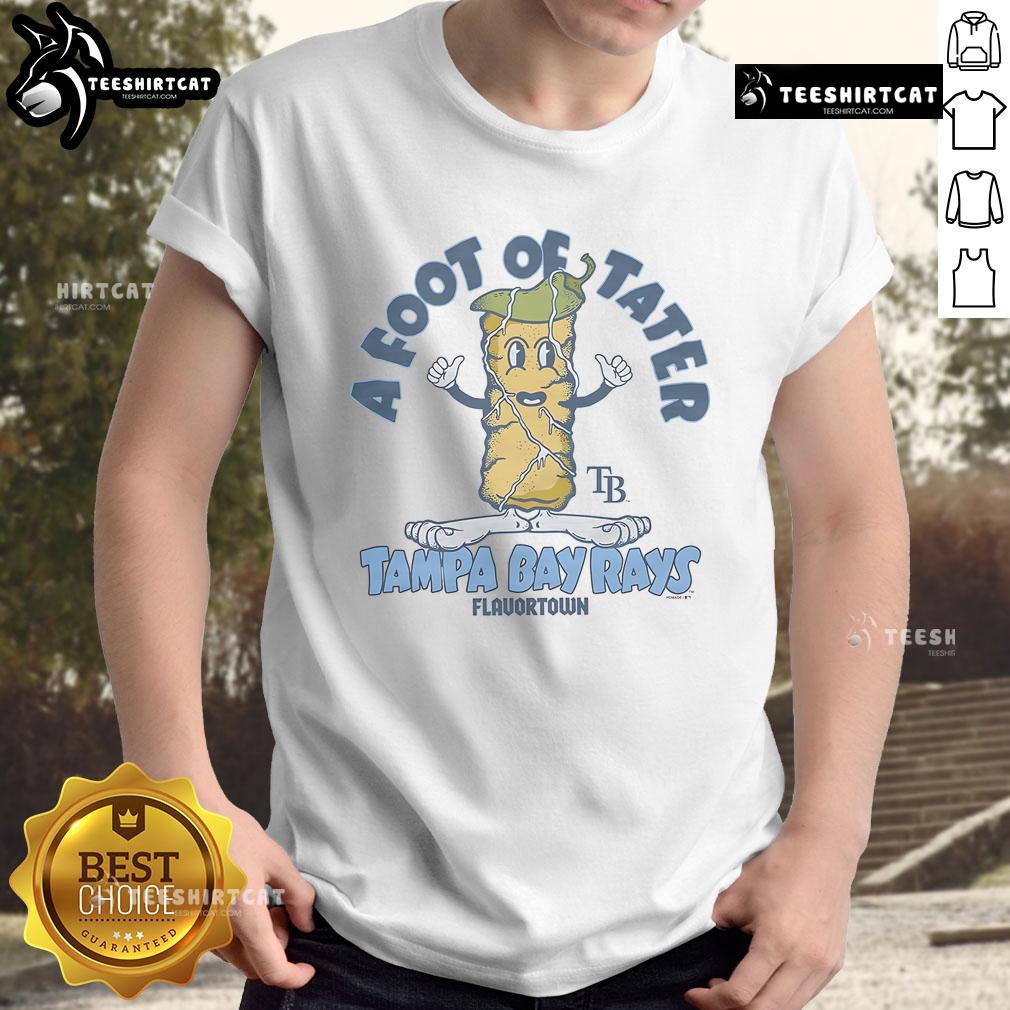 Good MLB x Flavortown Tampa Bay Rays A Foot of Tater T-Shirt featuring bold graphics and vibrant colors for fans.