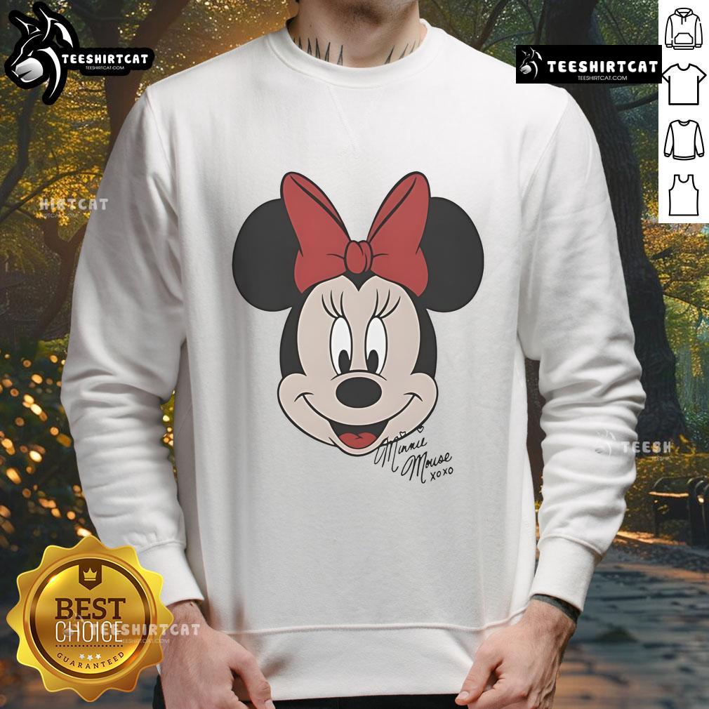 Alt Text: Good Minnie Mouse Disney big face sweatshirt featuring a vibrant graphic of Minnie Mouse on a cozy fabric.