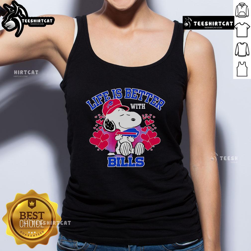Good Snoopy Life Is Better With Bills Tank Top featuring a fun Snoopy graphic, perfect for casual summer wear.