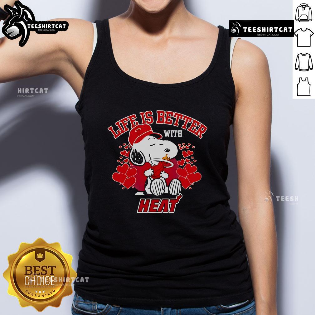 Good Snoopy Life is Better with Miami Heat tank top featuring a fun design, perfect for basketball fans and summer wear.