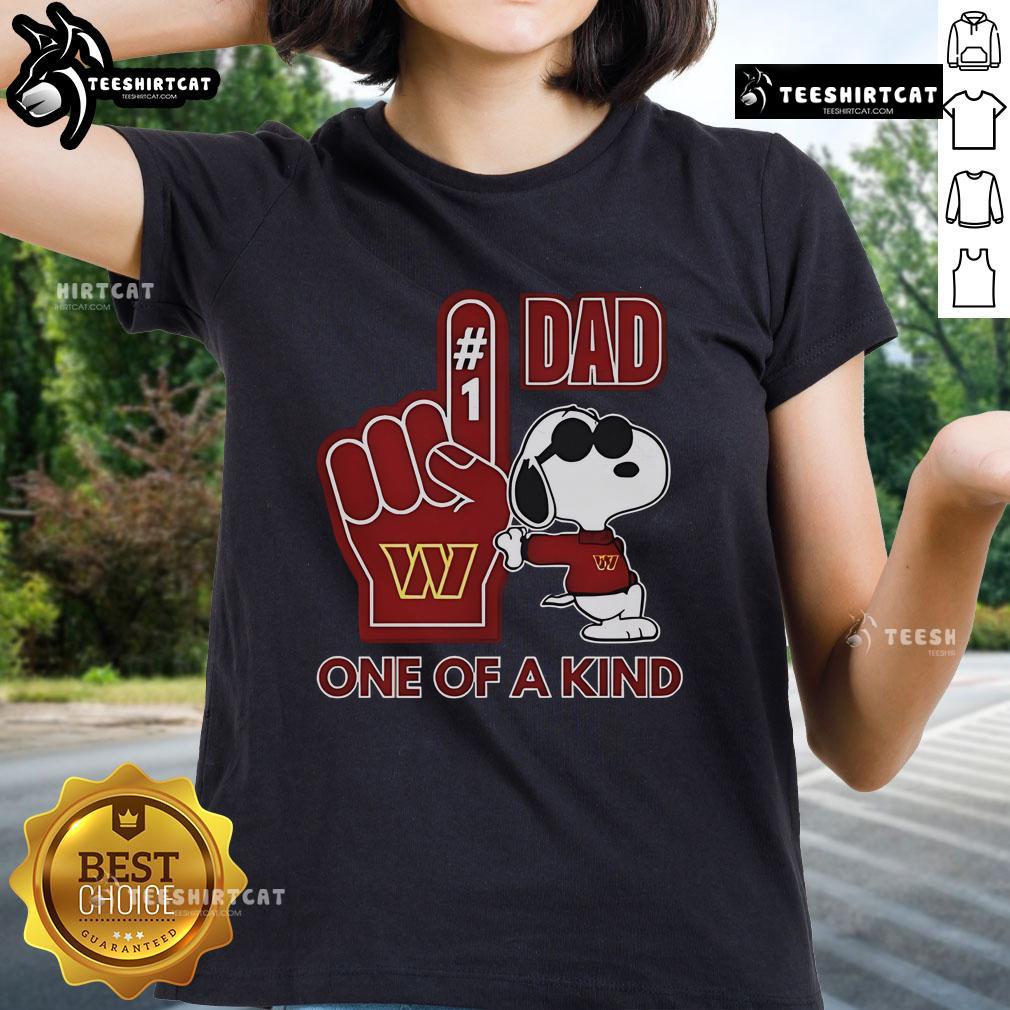 Good Snoopy Washington Commanders DAD One Of A Kind Ladies Tee featuring a unique Snoopy design for fans.