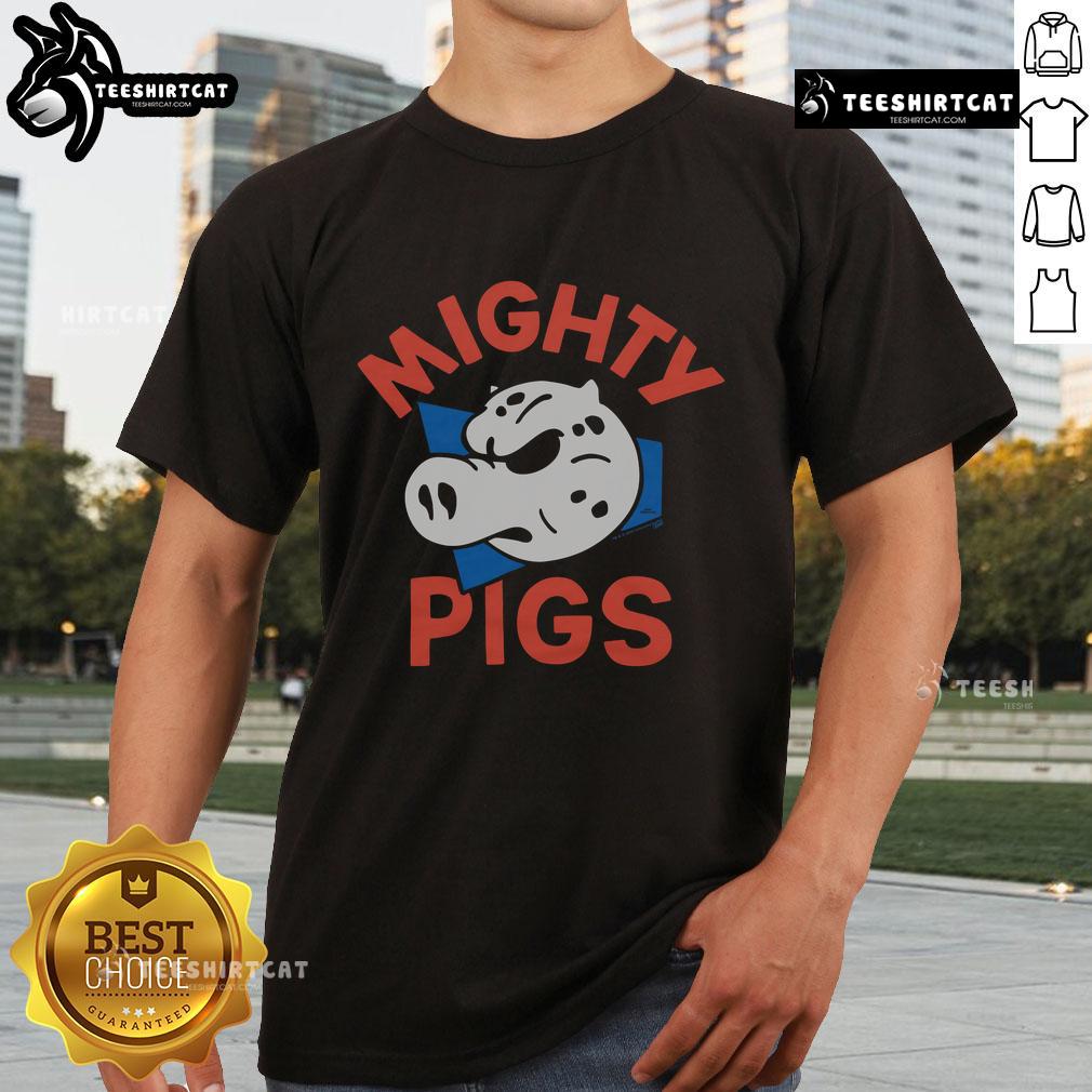 Alt Text: Good The Simpsons Springfield Mighty Pigs T-Shirt featuring colorful graphics of iconic characters from the show.