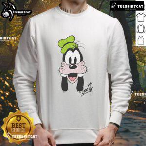Goofy Disney big face sweatshirt featuring a vibrant graphic of Goofys iconic face on a cozy pullover.