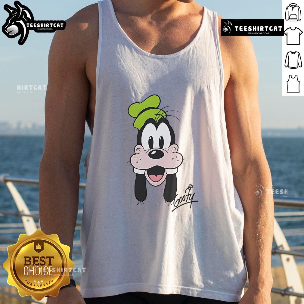 Goofy Disney big face tank top featuring a colorful design of Goofy's iconic face on a stylish sleeveless shirt.