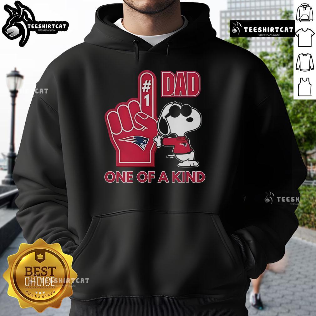 Alt Text: Unique Happy Snoopy New England Patriot 1 DAD hoodie, showcasing a fun design for proud Patriots fans.