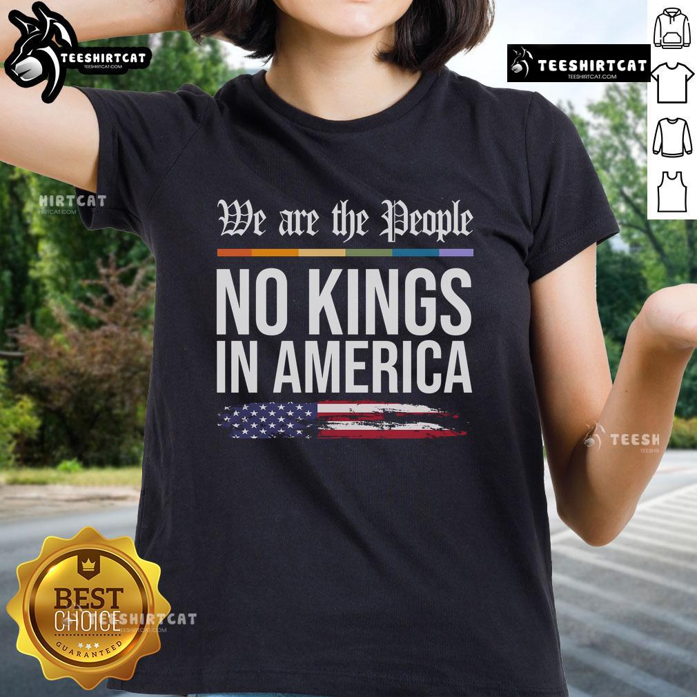 Hot No Kings In America We The People political protest ladies tee in vibrant colors, promoting freedom and equality.